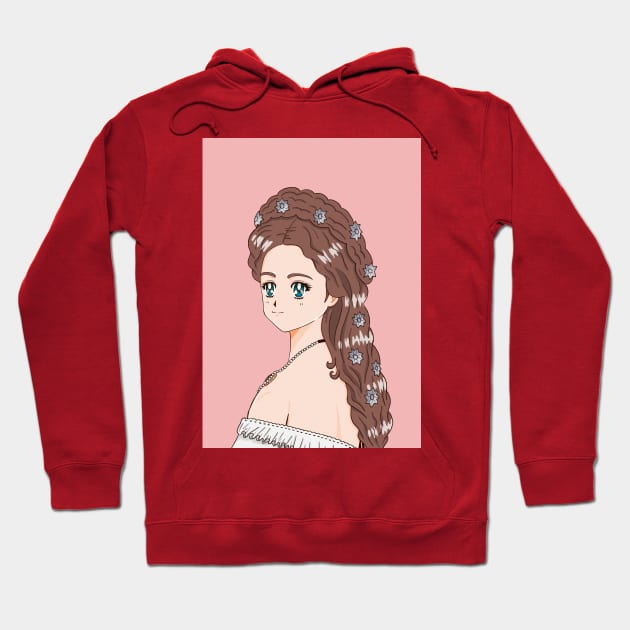 Cute Empress Elisabeth Sissi 90's Anime Style Hoodie by MariOyama